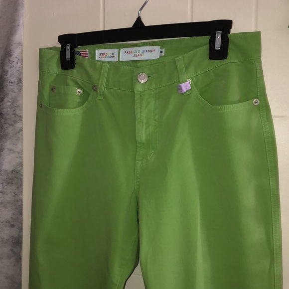 FABRIZIO GIANNI JEANS Vintage Size 6 Stretch High Comfort Lime Green Pants - Picture 5 of 10